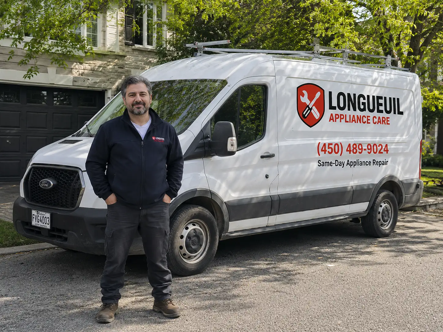 Longueuil Appliance Care technician with service van in Longueuil neighborhood